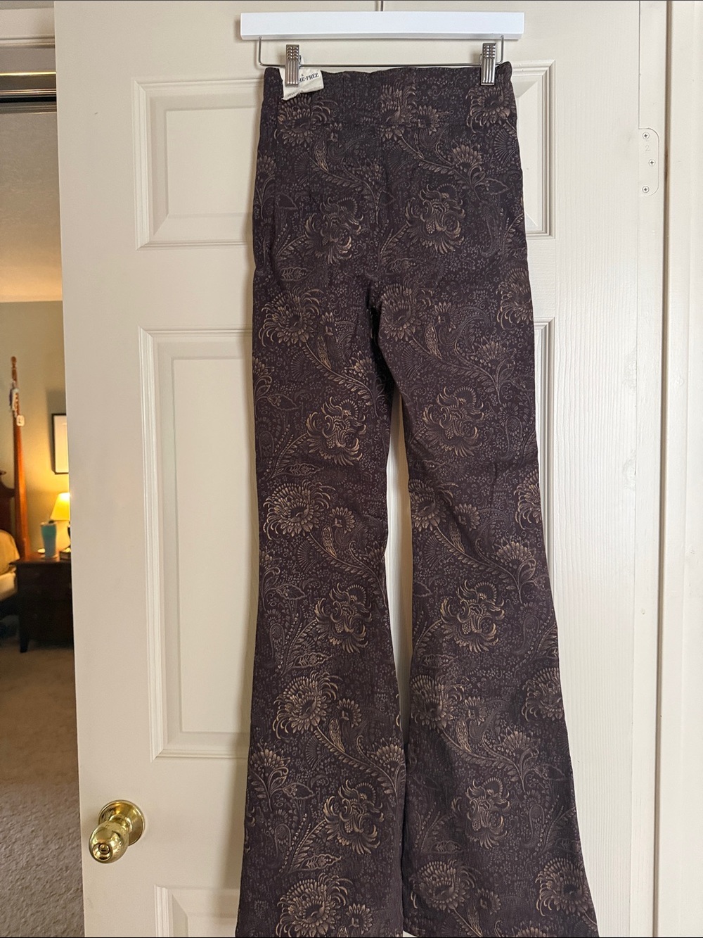 We The Free Jayde Brown Metallic Gold Paisley Pants - Picture 5 of 8